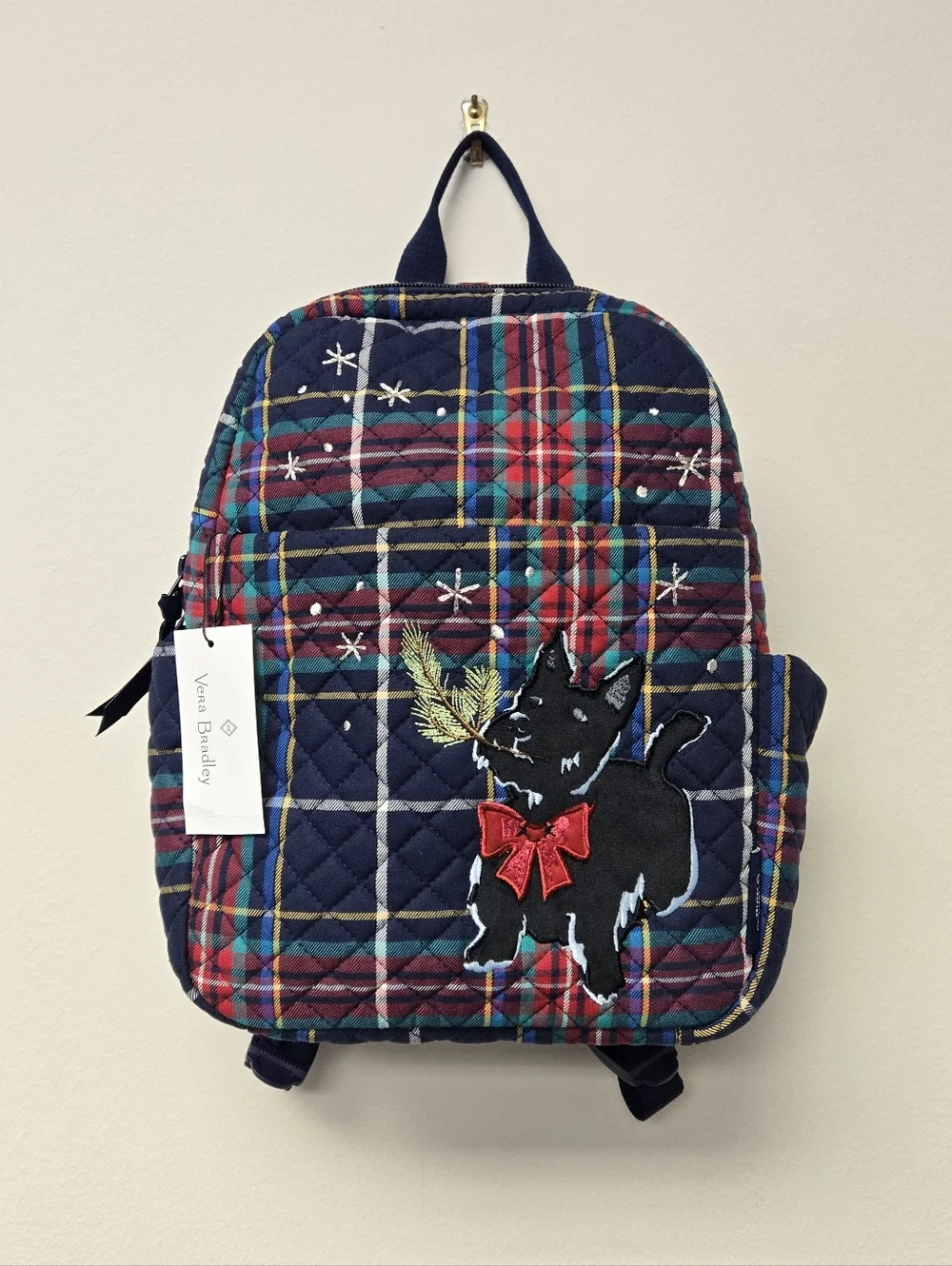 Vera Bradley Scottie Dog Navy Plaid Small Backpack